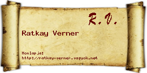 Ratkay Verner névjegykártya